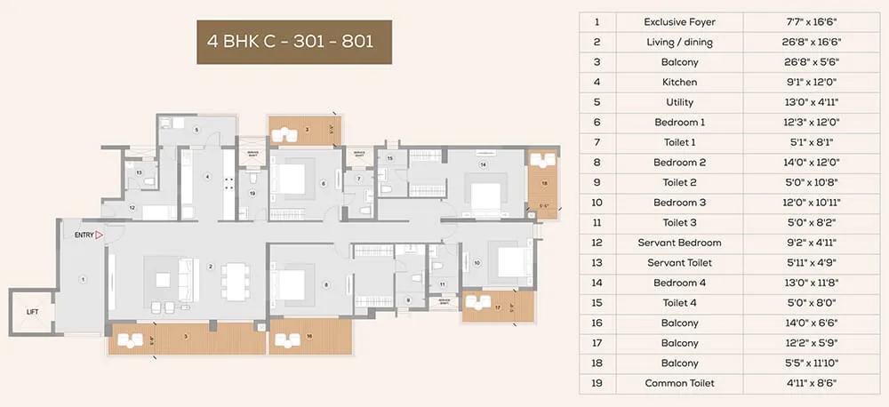 4 BHK C - Purva Meraki