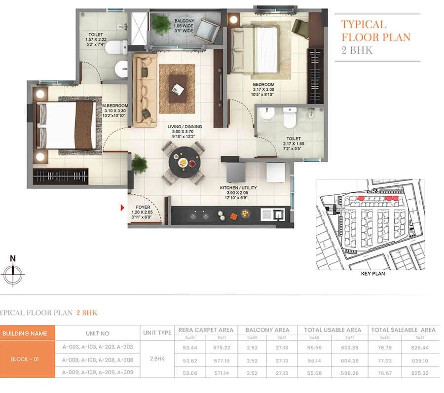 825 2BHK - Pride Sunrise Phase 2