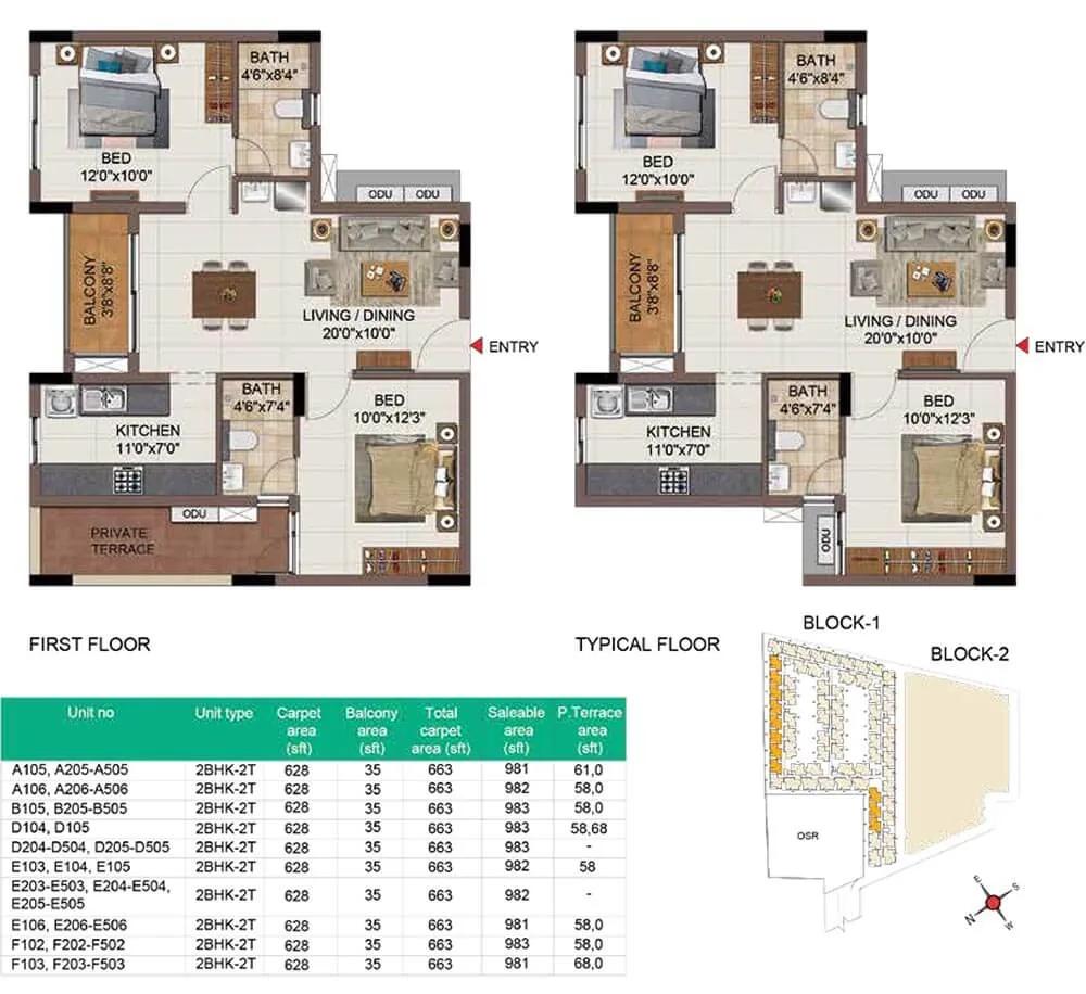 983 2BHK+2T - CasaGrand SouthBrooke