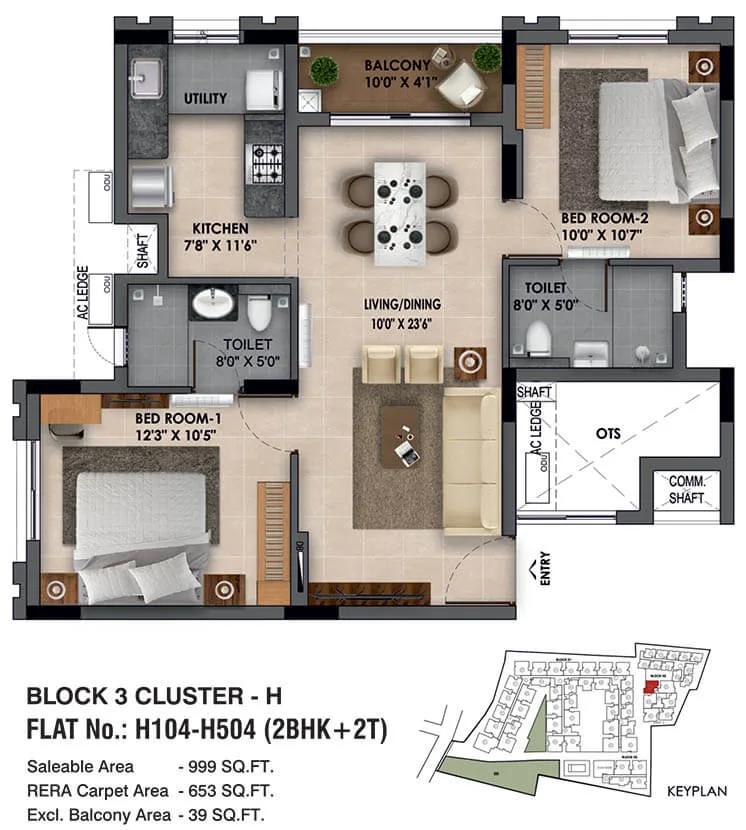 2bhk+2t 999 radiance the prime