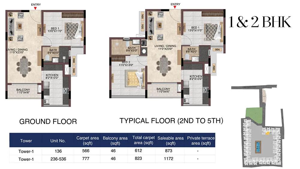 2bhk 873,1172 casagrand linore chennai