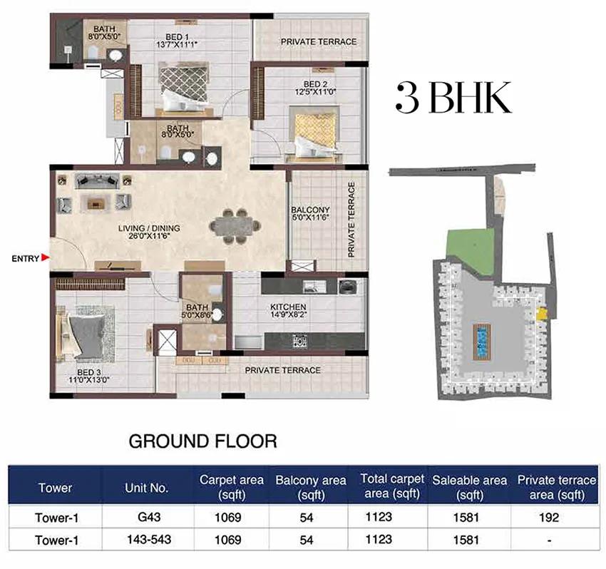 3bhk 1581 casagrand linore chennai