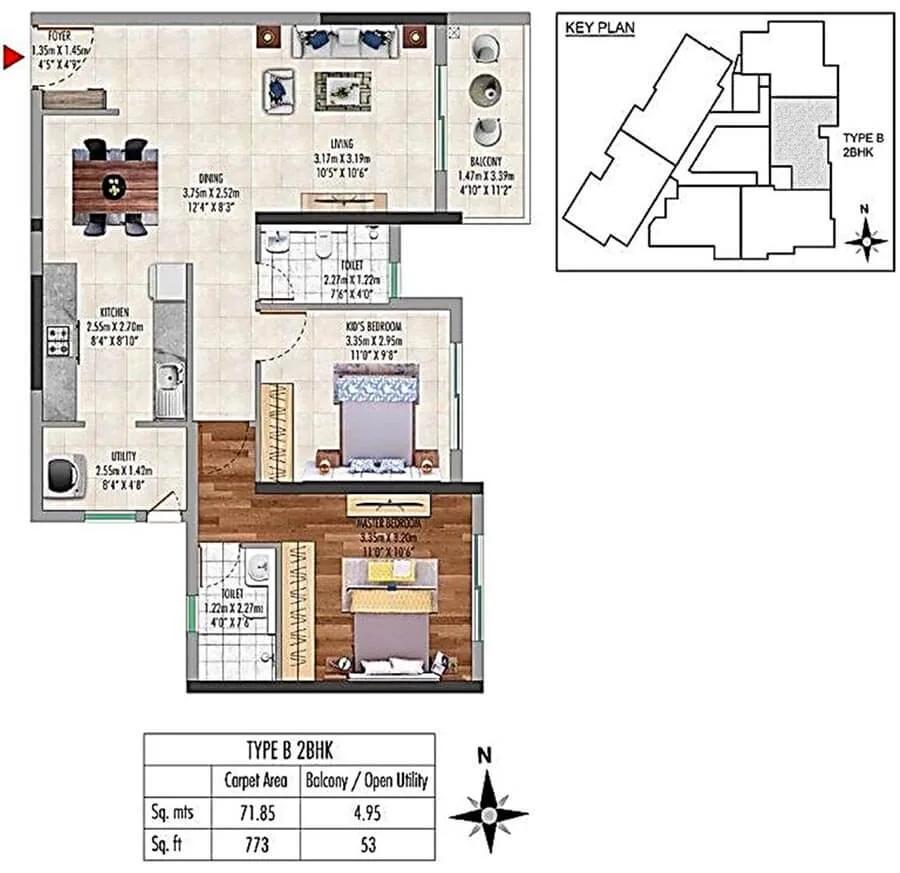 2bhk 773 carpet kolte patil lakeside 24