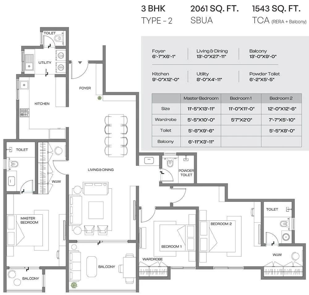 3BHK 2061 - Assetz Meru & Meadow