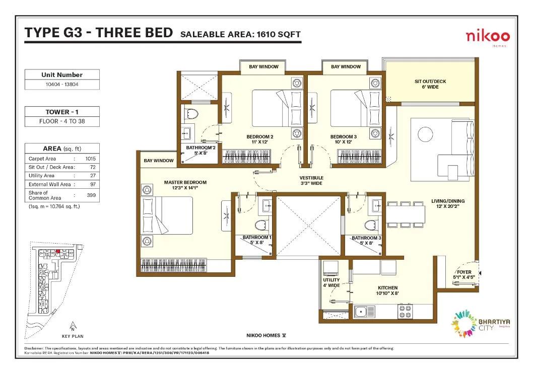 1610 3bhk nikoo homes 5 bhartiya city