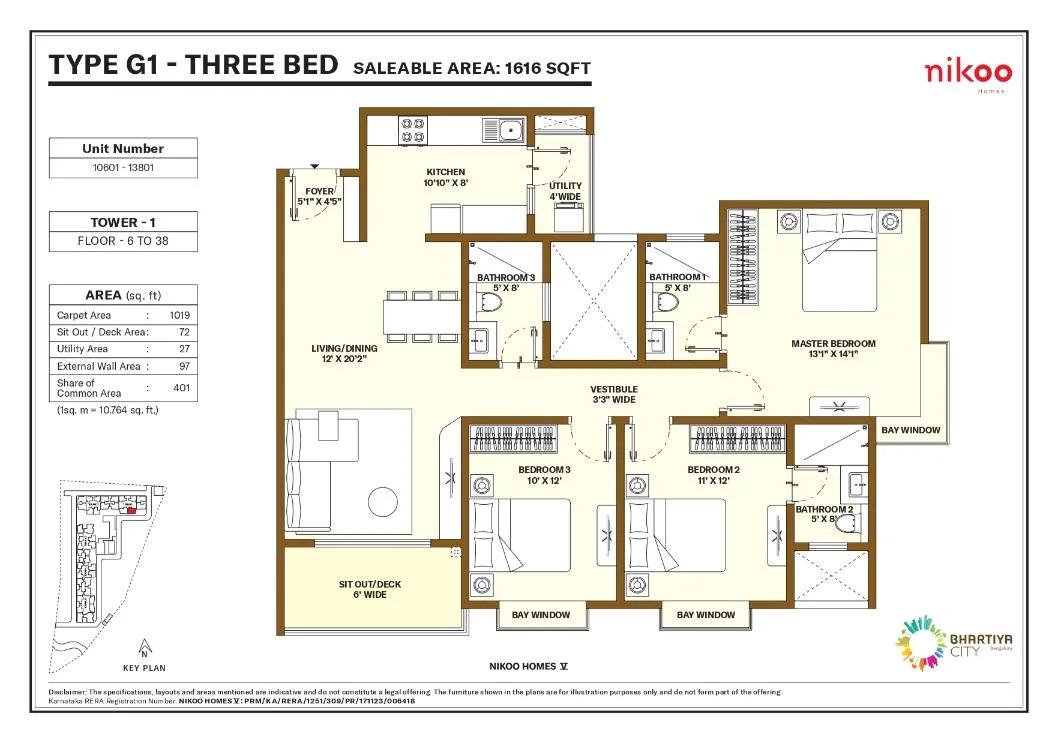 1616 3bhk nikoo homes 5 bhartiya city