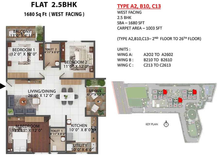 2.5bhk 1680 abhee celestial city