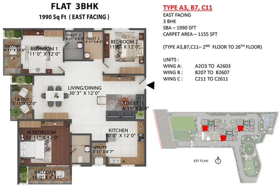 3bhk 1990 abhee celestial city