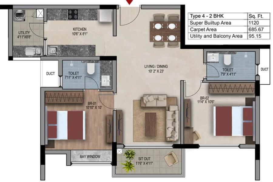 2bhk 1120 snn estates felicity
