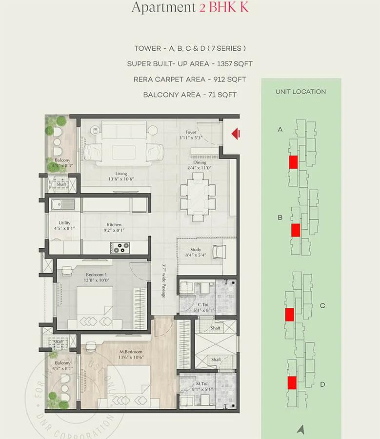 2bhk 1357 dnr parklink Phase 2