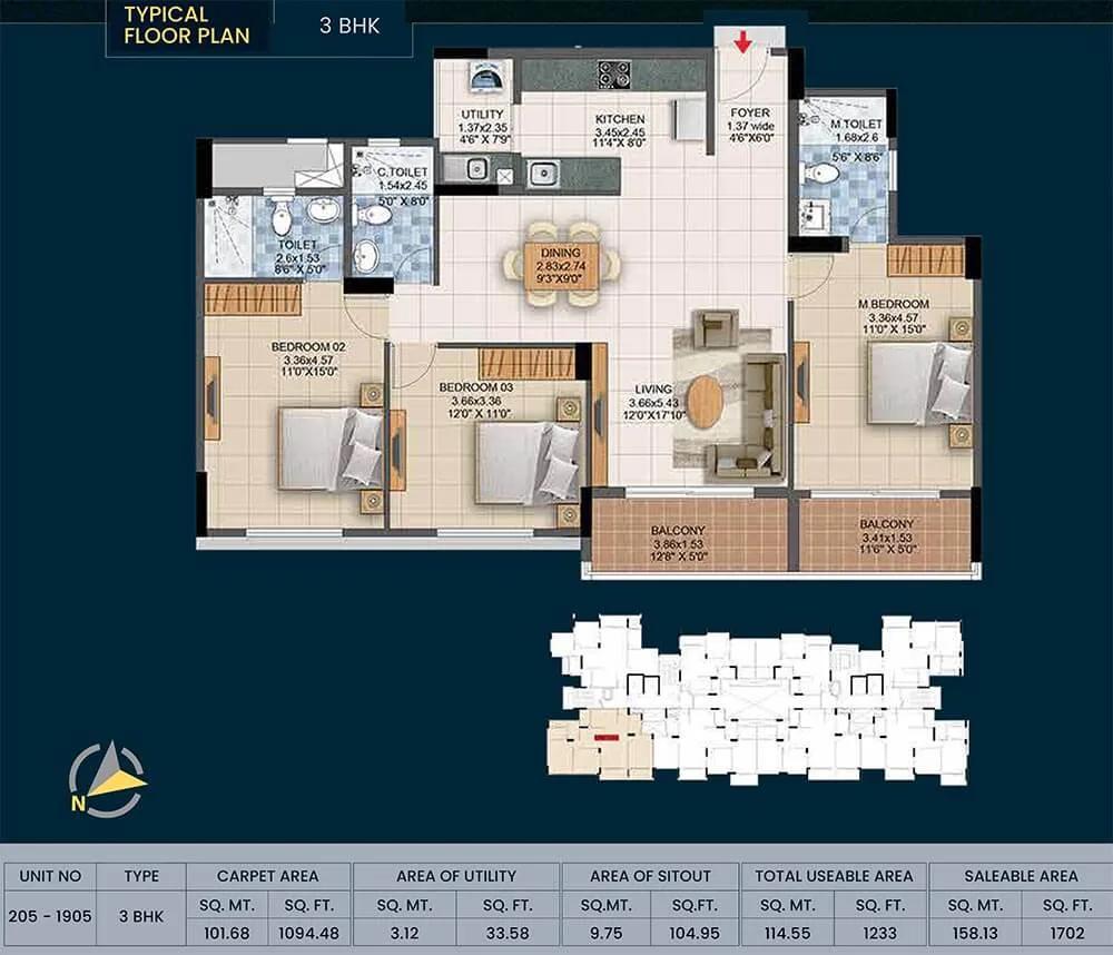 3bhk 1702 pride altius