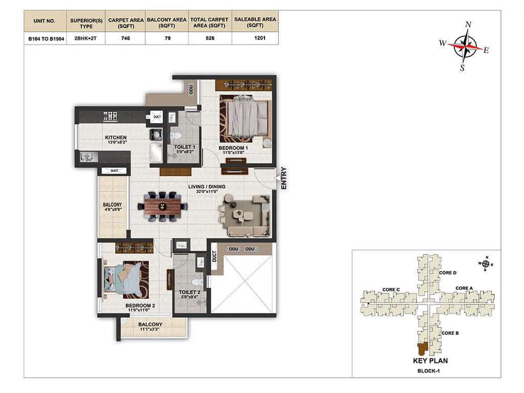 2bhk 1201 casagrand elinor