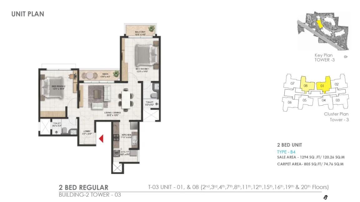 1294 2bhk reg prestige serenity shores