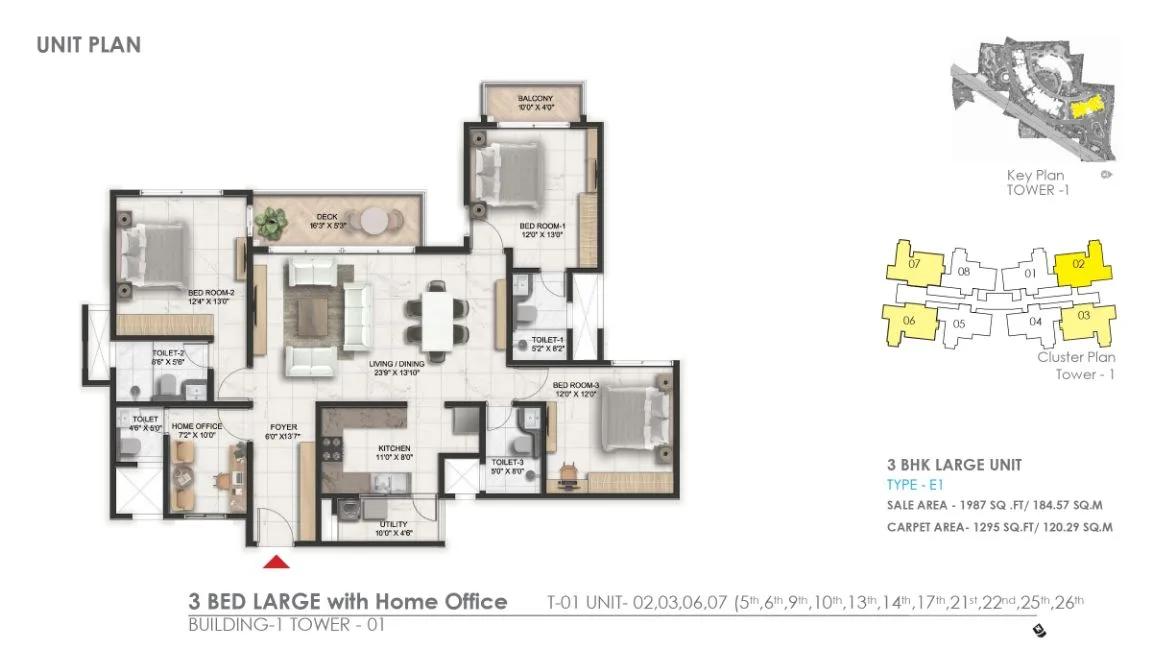 1987 3bhk large prestige serenity shores