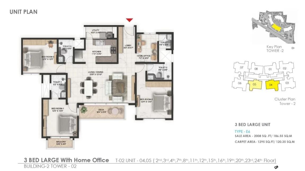 2008 3bhk large prestige serenity shores