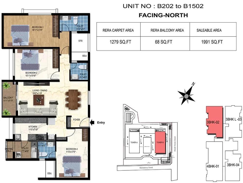3bhk 1991 tvs emerald luxor