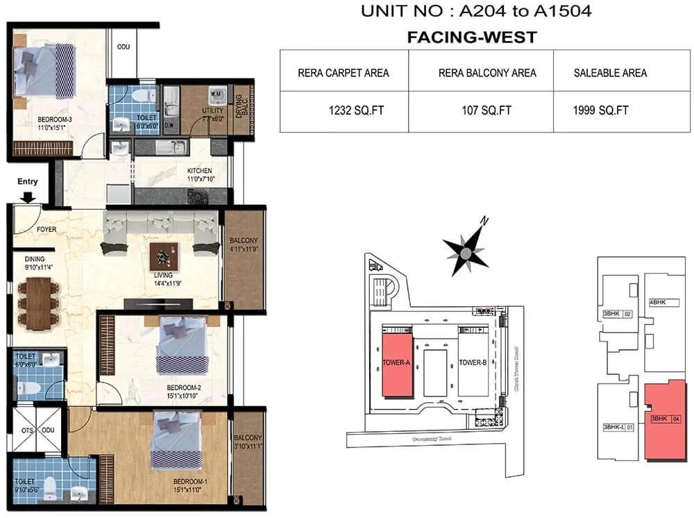 3bhk 1999 tvs emerald luxor