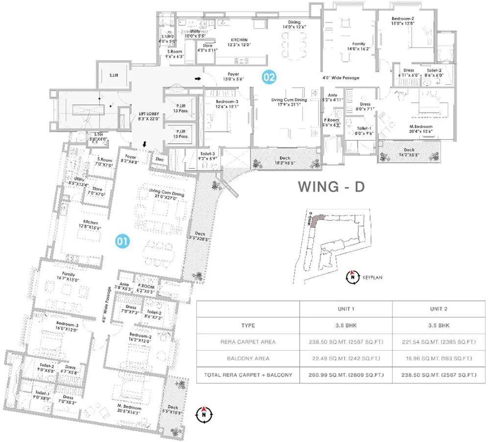 3.5bhk 2567 + 2809 raheja vivarea