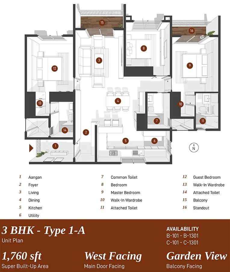 3bhk 1a 1760 spectra parijatha whitefield