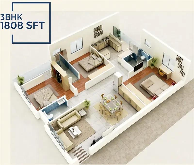3bhk 1808 amrutha sarovar kompally hyderabad