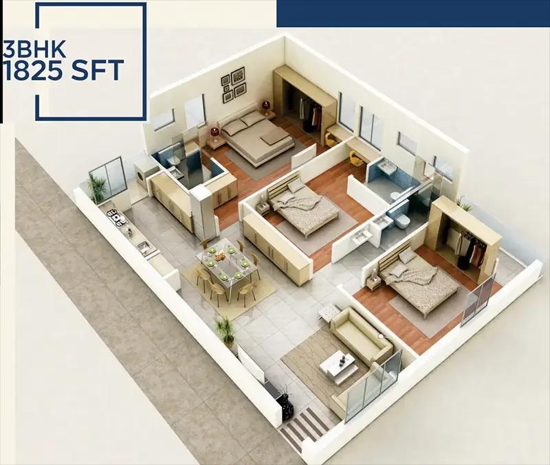 3bhk 1825 amrutha sarovar kompally hyderabad