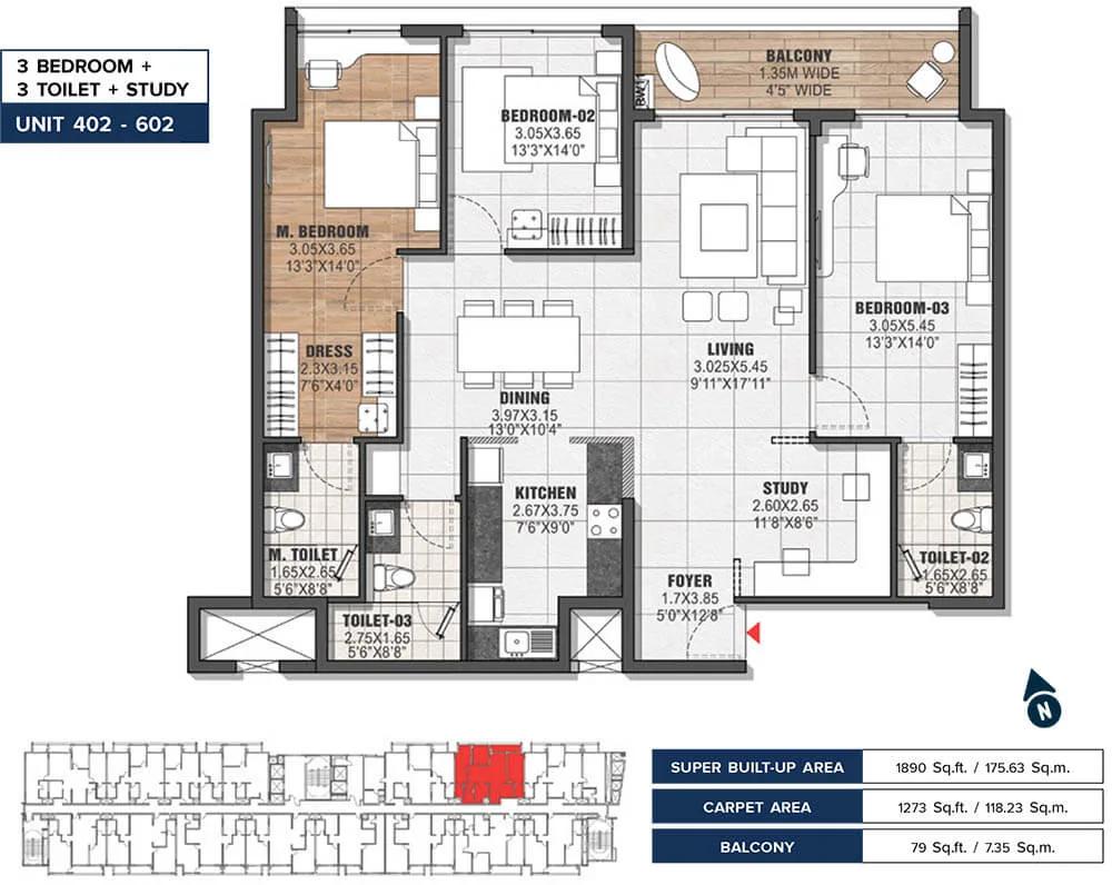 1890 3BHK+S - The Residences At Brigade Tech Gardens