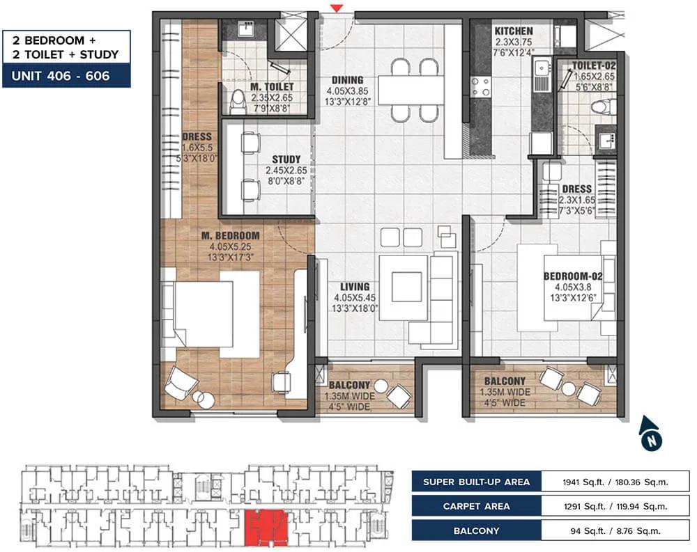 1941 2BHK+S - The Residences At Brigade Tech Gardens