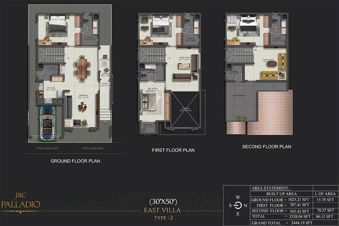 2444 4BHK Villa 30x50 - JRC Palladio