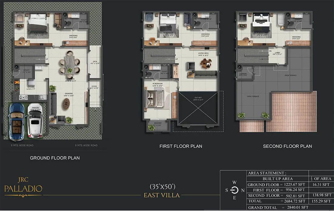 2840 4BHK Villa 35x50 - JRC Palladio