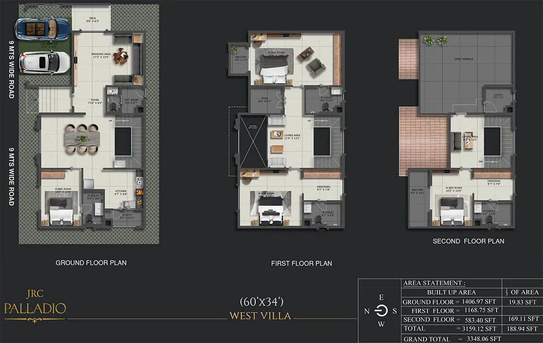 3348 4BHK Villa 60x34 - JRC Palladio