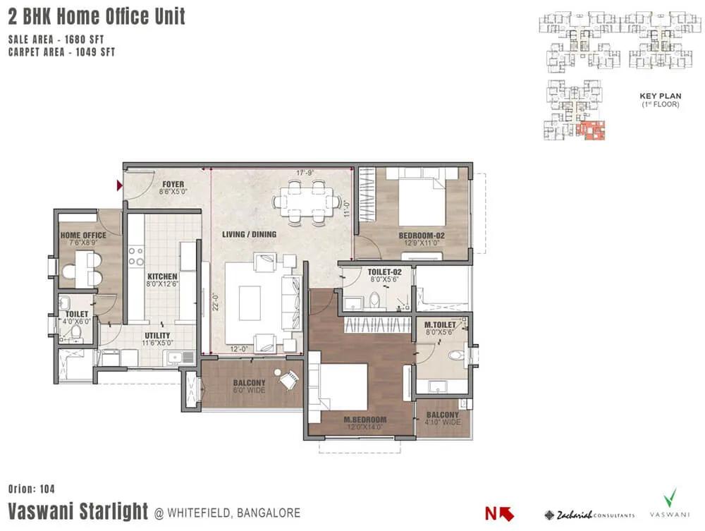 2BHK Home Office 1680 - Vaswani Starlight