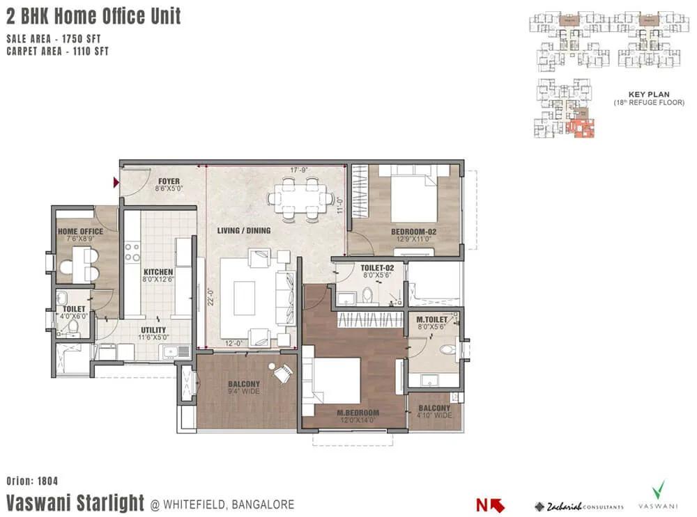 2BHK Home Office 1750 - Vaswani Starlight