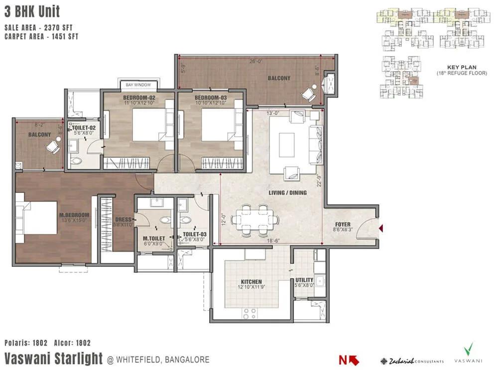 3BHK 2370 - Vaswani Starlight
