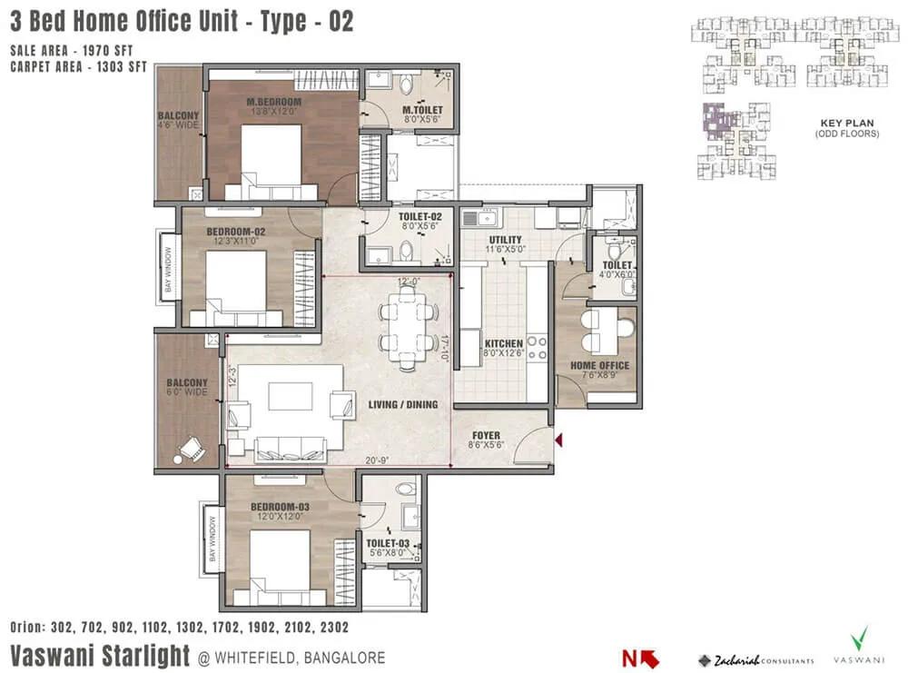 3BHK Home Office 1970 - Vaswani Starlight