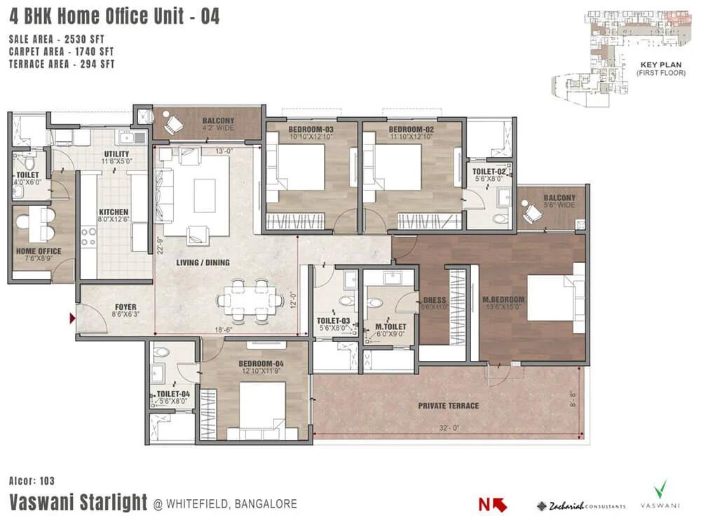 4BHK Home Office 2530 - Vaswani Starlight