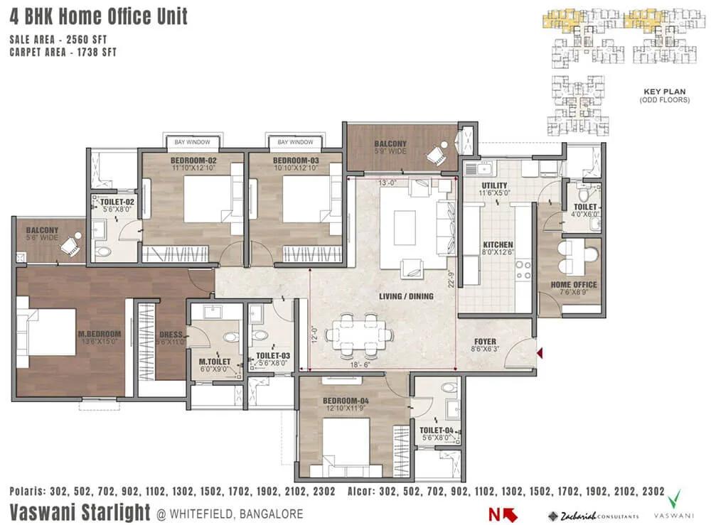 4BHK Home Office 2560 - Vaswani Starlight