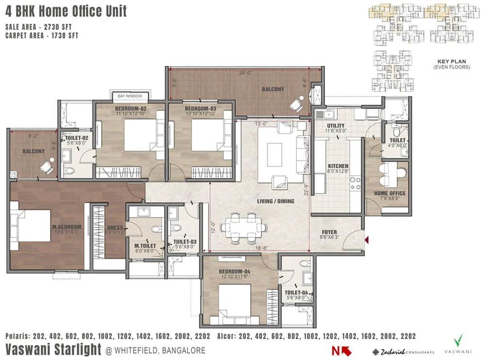 4BHK Home Office 2730 - Vaswani Starlight
