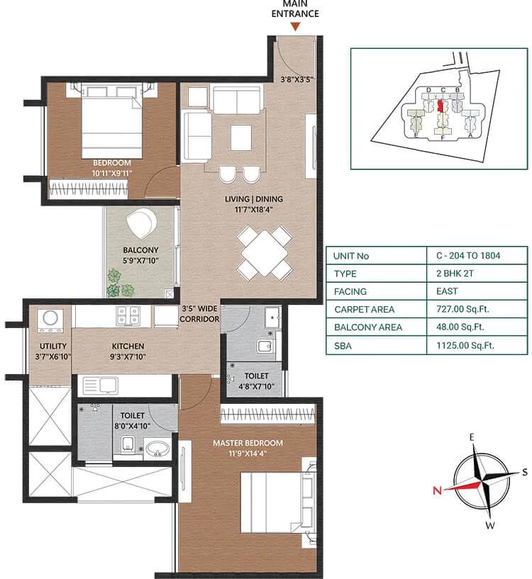2BHK 1125 - Concorde Neo Thanisandra