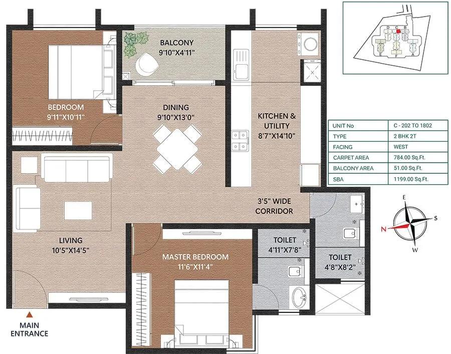 2BHK 1199 - Concorde Neo Thanisandra