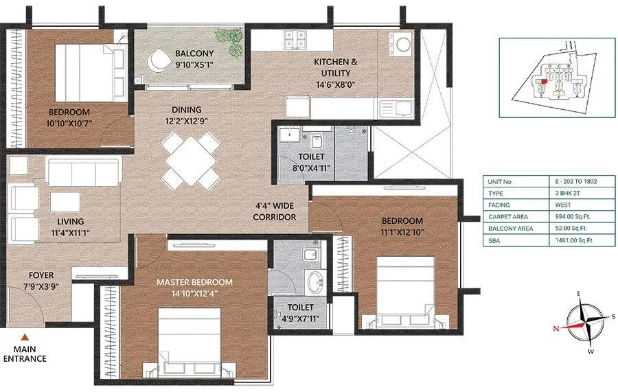 3BHK 1481 - Concorde Neo Thanisandra