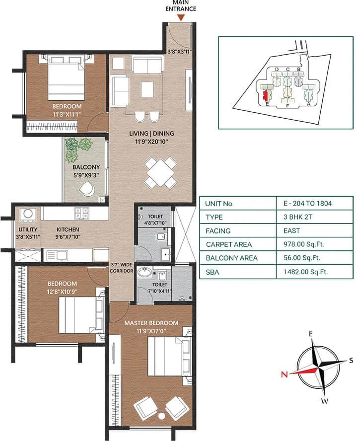 3BHK 1482 - Concorde Neo Thanisandra