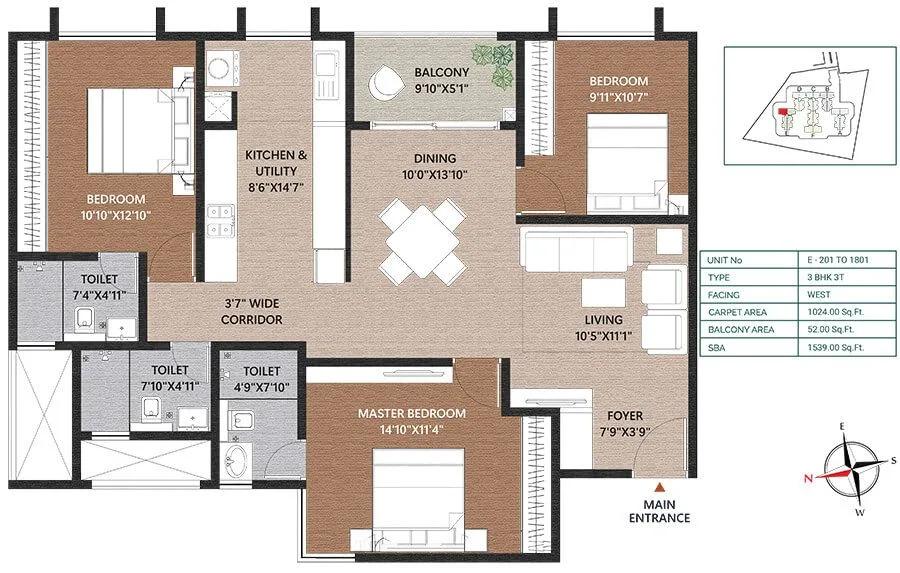 3BHK 1539 - Concorde Neo Thanisandra