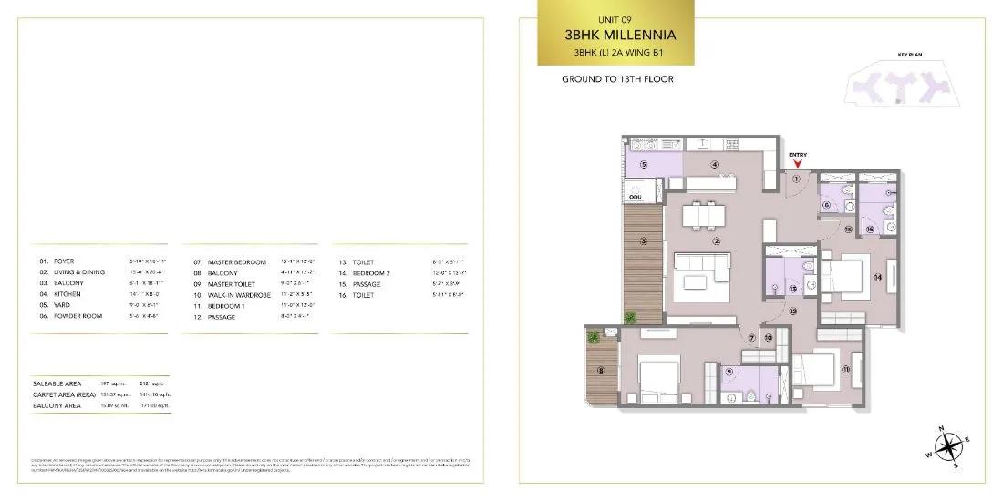 3BHK Millennia 2121 - L&T Elara Celestia Apartments