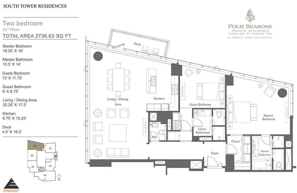 2 BHK - 2736 - Embassy One Four Seasons Hebbal