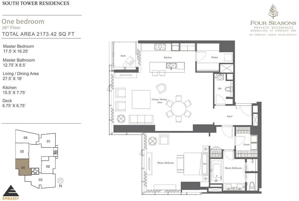 1 BHK - 2173 - Embassy One Four Seasons Hebbal