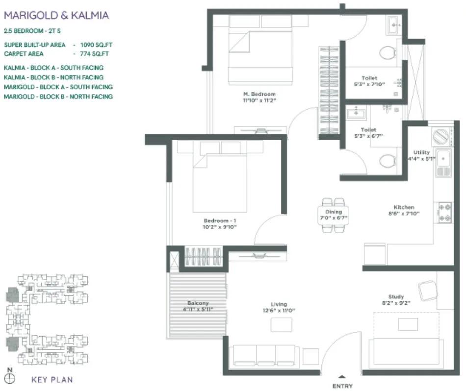 2.5BHK 1090 - Embassy Verde