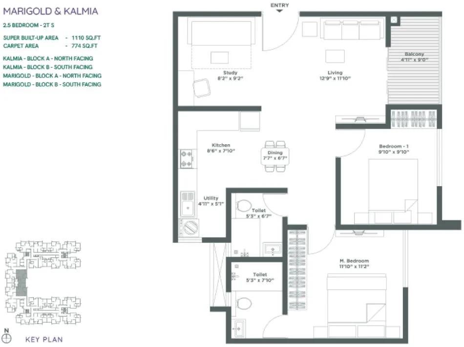 2.5BHK 1110 - Embassy Verde