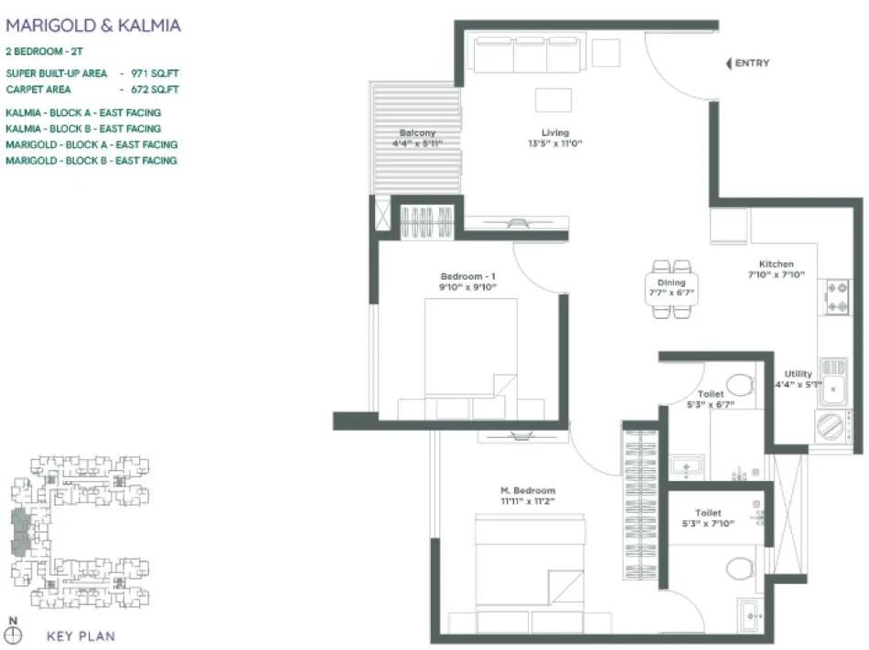 2BHK 971 - Embassy Verde