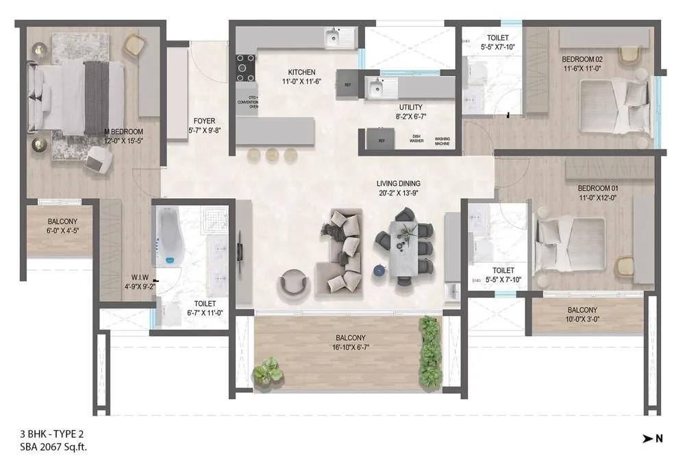 3BHK Insignia 2067 - ARATT Ayatana Residences