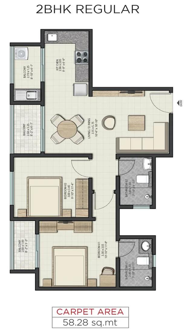 2 BHK Regular - Sobha Dream Gardens
